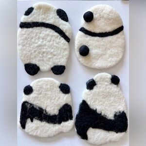 Handmade wool panda coaster